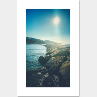 Sunny Day Seaside Coast Rocks Posters and Art